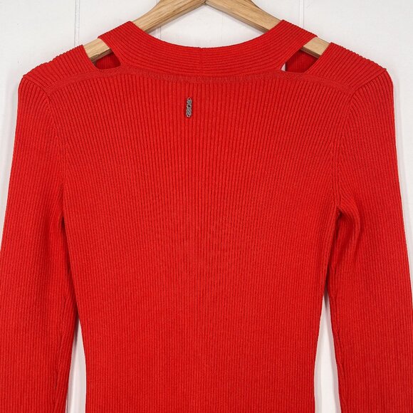 Boss by Hugo Boss Famelina Ribbed Cutout Bodycon Dress Thick Knit Size XS Orange - Picture 9 of 15
